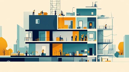 Obraz premium flat illustration of modern building