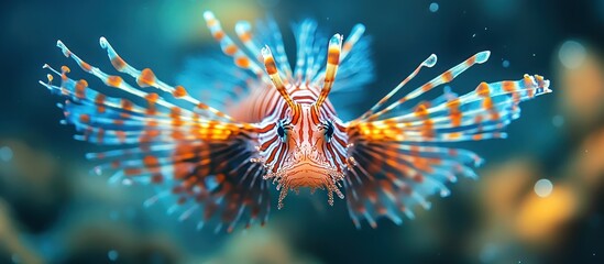 Lionfish in Aquarium, Detailed Close-up, Aquatic Life