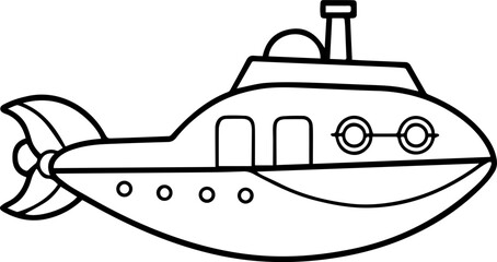 underwater vessel outline vector illustration line art coloring book page