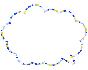 ステンドグラス風吹き出し　三角形模様　丸みのある雲形