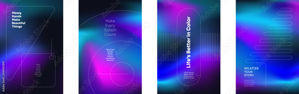 Aufkleber vibrant fluid gradient background with abstract liquid mesh texture. smooth colorful blend of neon b