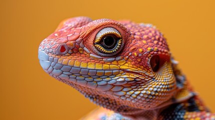 Obraz premium Exquisite close-up of a reptile's vibrant and uniquely patterned skin texture