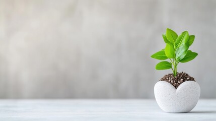Small plant in heart-shaped pot