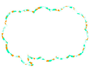 ステンドグラス風吹き出し　三角形模様　細長い雲形
