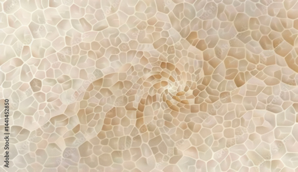 Poster abstract beige and cream cellular mosaic pattern with soft swirling gradient and subtle texture