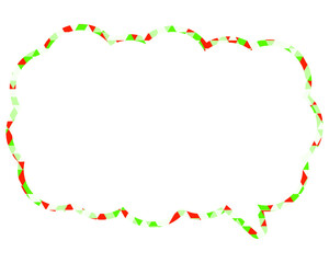 ステンドグラス風吹き出し　三角形模様　細長い雲形