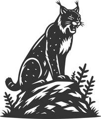 Silhouette of a angry lynx vector