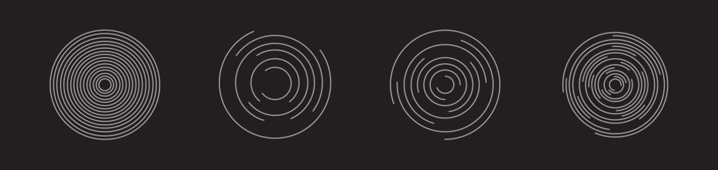 Set of abstract linear circles. Vector illustration. Decorative vector elements modern
