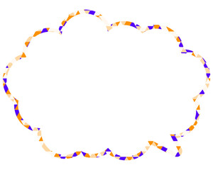 ステンドグラス風吹き出し　三角形模様　丸みのある雲形