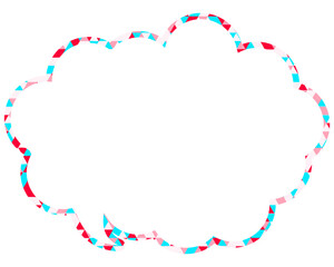 ステンドグラス風吹き出し　三角形模様　丸みのある雲形