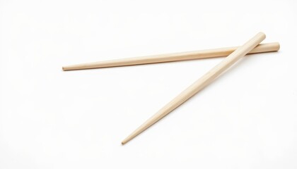 Elegant simplicity, a pair of wooden chopsticks on pristine white background simple