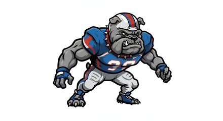 Bulldog Football Player Mascot Illustration
