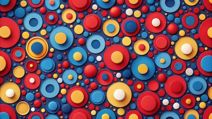 Abstract Colorful Circles Pattern Design A Vibrant Textured Background of Overlapping Red, Blue, and Yellow Circles
