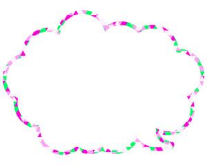 ステンドグラス風吹き出し　三角形模様　丸みのある雲形