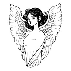 Elegant winged ethereal figure illustration evoking grace and celestial beauty