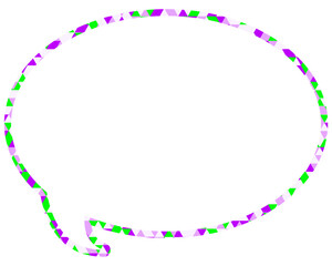 ステンドグラス風吹き出し　三角形模様　丸形