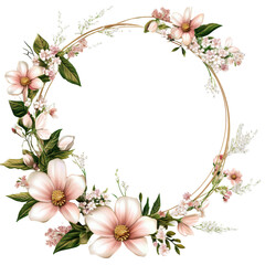 Fototapeta premium A decorative flower frame with various shades of pink and white flowers.