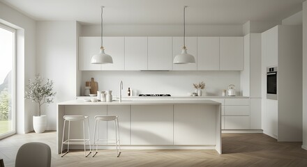 Modern Minimalist White Kitchen Design Clean Lines, Bright Spaces, and Elegant Simplicity