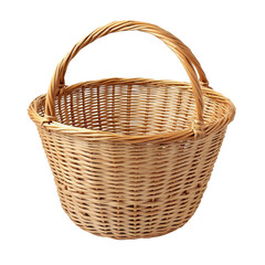 Obraz premium A light brown wicker basket with a handle.