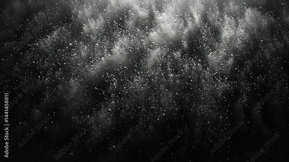 Aufkleber Dark underwater scene with bubbles and particles illuminated by light creating a mysterious and immersive atmosphere