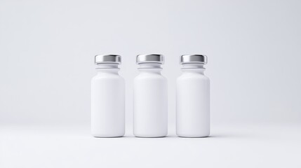 Three blank white bottles