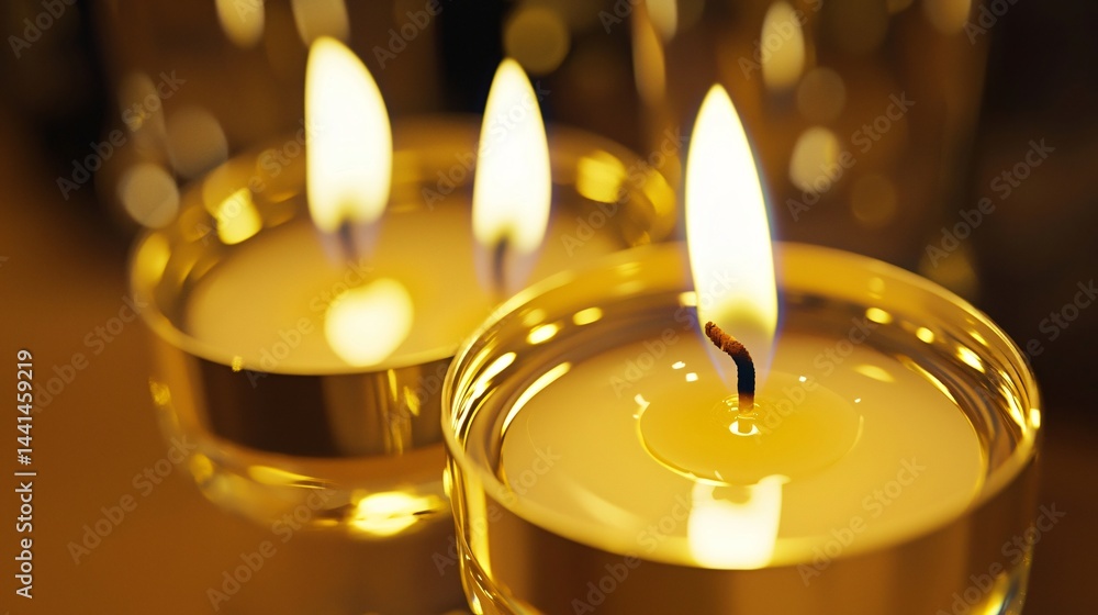 Poster beautiful candle with a decorative candle holder on a table creating a luxurious and cozy atmosphere