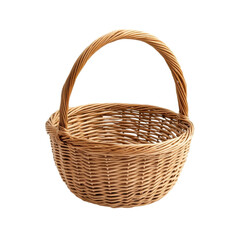 Obraz premium A simple, round, wicker basket with a handle.