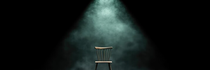 Empty Spotlight on a Wooden Chair