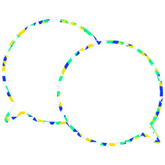 ステンドグラス風吹き出し　三角形模様　重なる会話