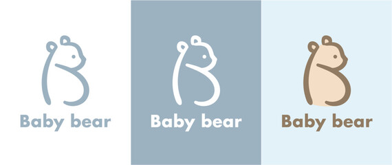 Letter B baby bear logo design vector template.