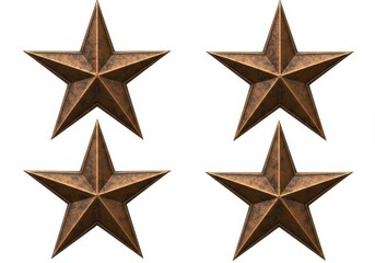 Four bronze stars arranged in a square pattern on white background
