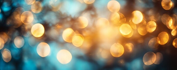 Obraz premium Blurred lights of golden and teal tones.