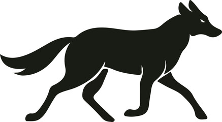 Obraz premium Minimalist dog walking silhouette. Confident black dog outline. Clean dog illustration on white.