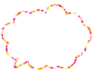 ステンドグラス風吹き出し　三角形模様　丸みのある雲形