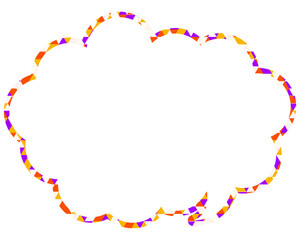 ステンドグラス風吹き出し　三角形模様　丸みのある雲形