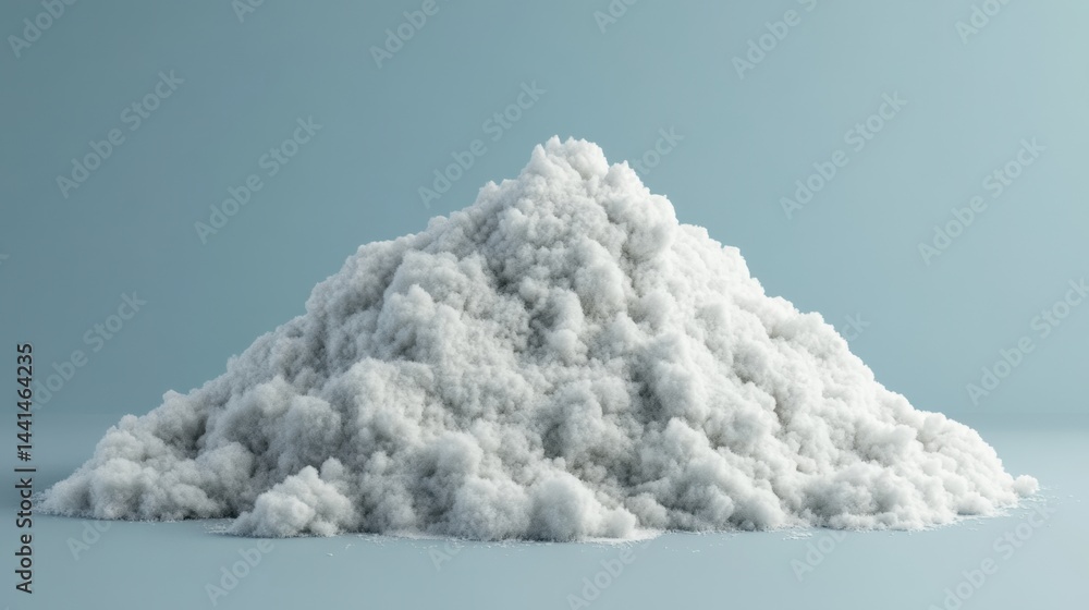 Poster minimalist depiction of a fluffy white pile against a serene light blue background showcasing textur