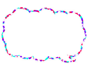 ステンドグラス風吹き出し　三角形模様　細長い雲形