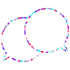 ステンドグラス風吹き出し　三角形模様　重なる会話