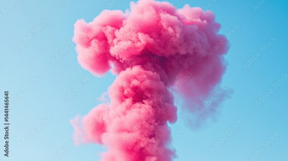 Aufkleber ethereal pink smoke cloud against azure sky a captivating display of color and texture in a dreamlik