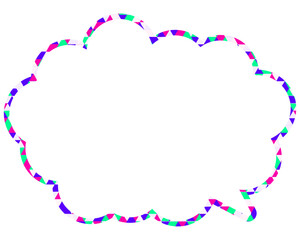 ステンドグラス風吹き出し　三角形模様　丸みのある雲形