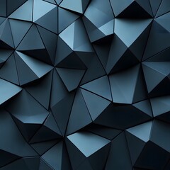 Fototapeta premium Abstract black background with geometric shapes and gradient, transitioning from dark gray to charcoal for a design template. Dark gray background with a low-poly texture, featuring a polygonal patter