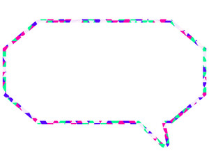 ステンドグラス風吹き出し　三角形模様　細長い八角形