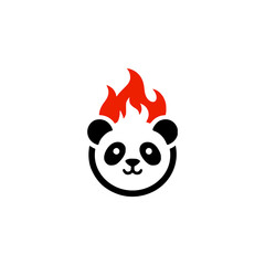 panda with fire company logo vector illustration template design