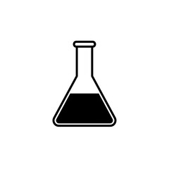 Laboratory flask with liquid black icon for education
