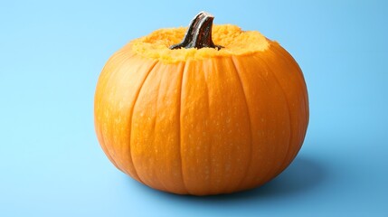 Obraz premium Bright Orange Pumpkin on Light Blue Background for Autumn Season