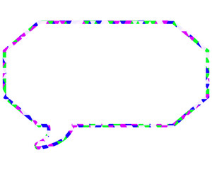 ステンドグラス風吹き出し　三角形模様　細長い八角形