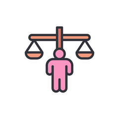 Balancing people colored icons, minimalist vector illustration ,simple transparent graphic element .Isolated on white background