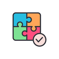 Problem solving colored icons, minimalist vector illustration ,simple transparent graphic element .Isolated on white background