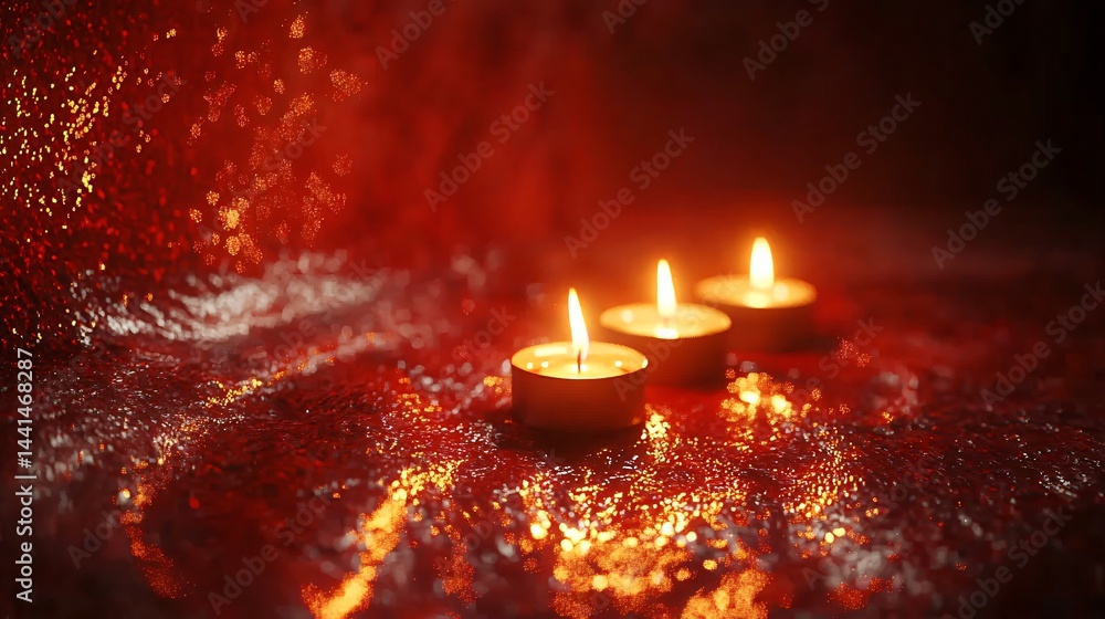 Poster two candles glowing softly in the darkness creating a warm and enigmatic atmosphere perfect for roma