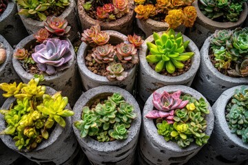Succulent display in pots
